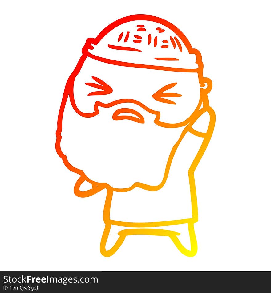 warm gradient line drawing of a cartoon man with beard