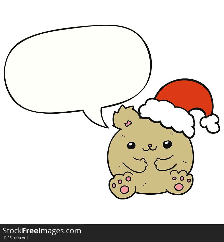 cute cartoon christmas bear with speech bubble