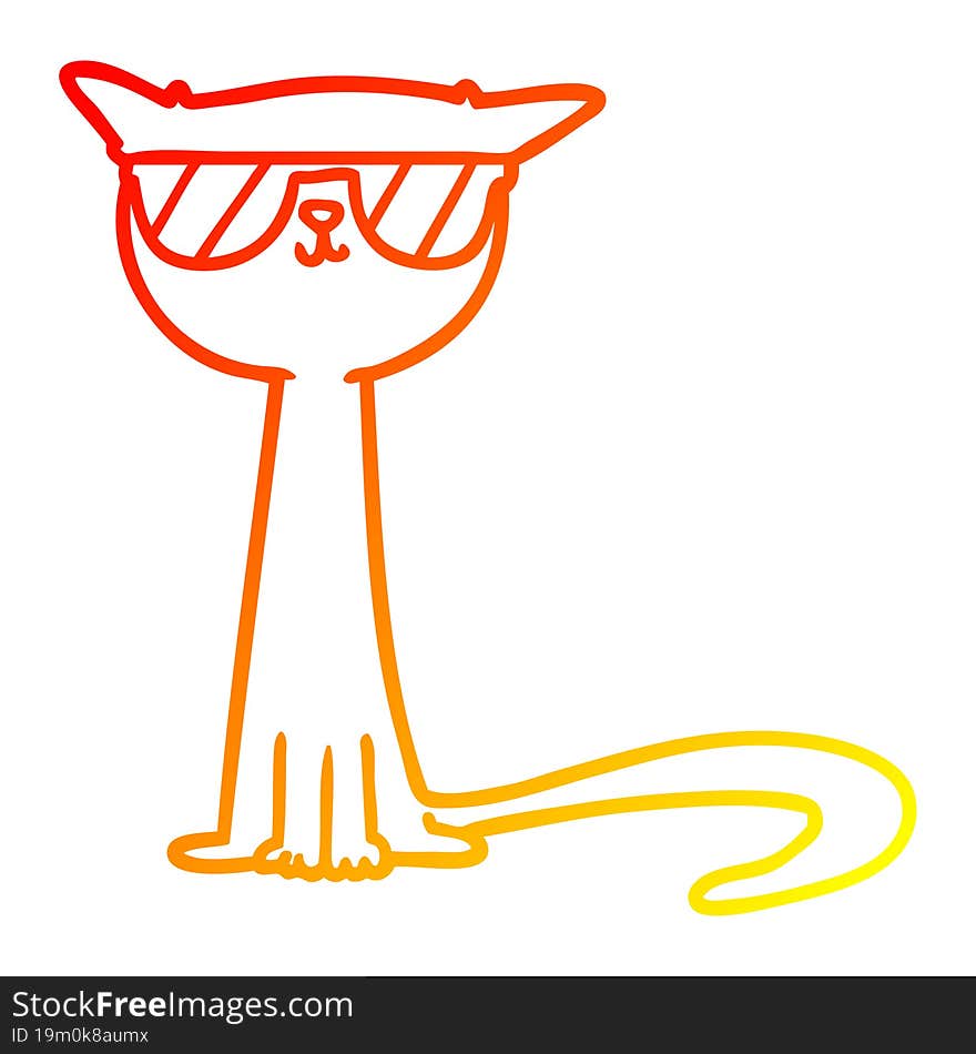 warm gradient line drawing cartoon cool cat