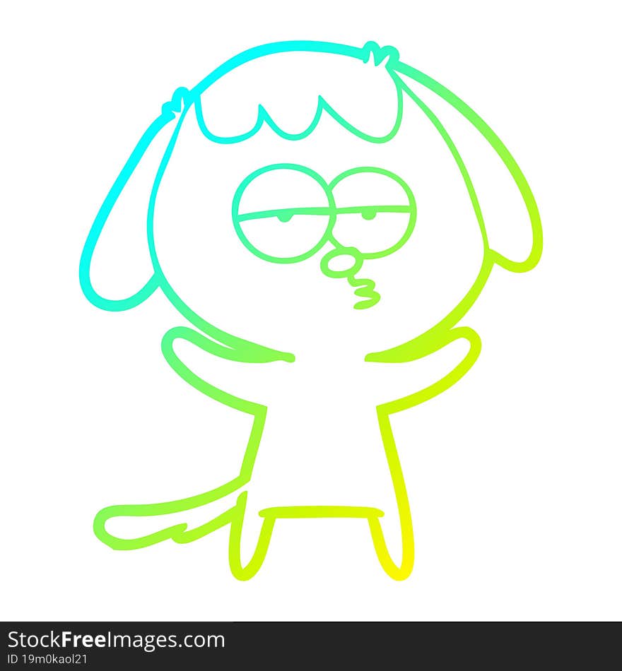 cold gradient line drawing cartoon bored dog