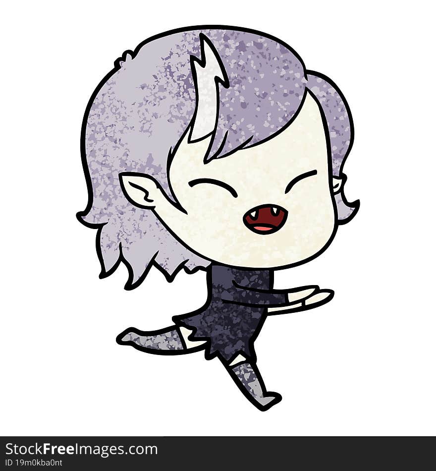 cartoon laughing vampire girl running. cartoon laughing vampire girl running