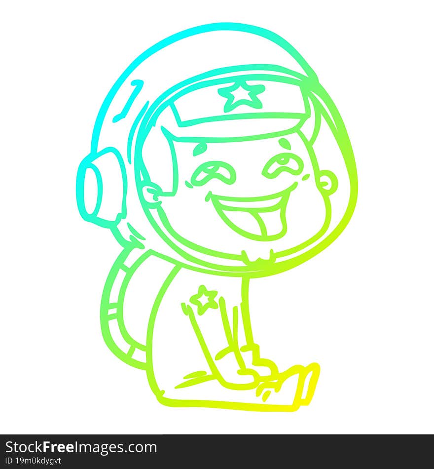 cold gradient line drawing cartoon laughing astronaut