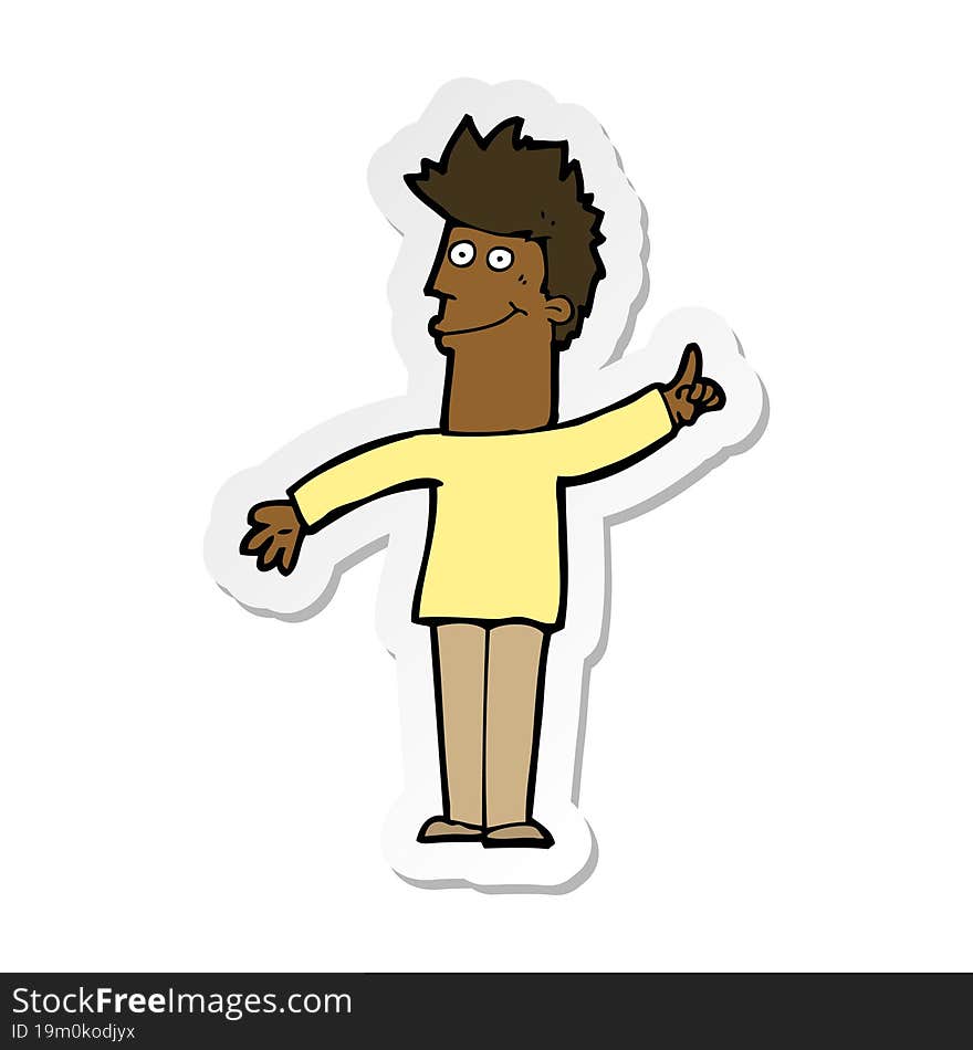 sticker of a cartoon man with idea