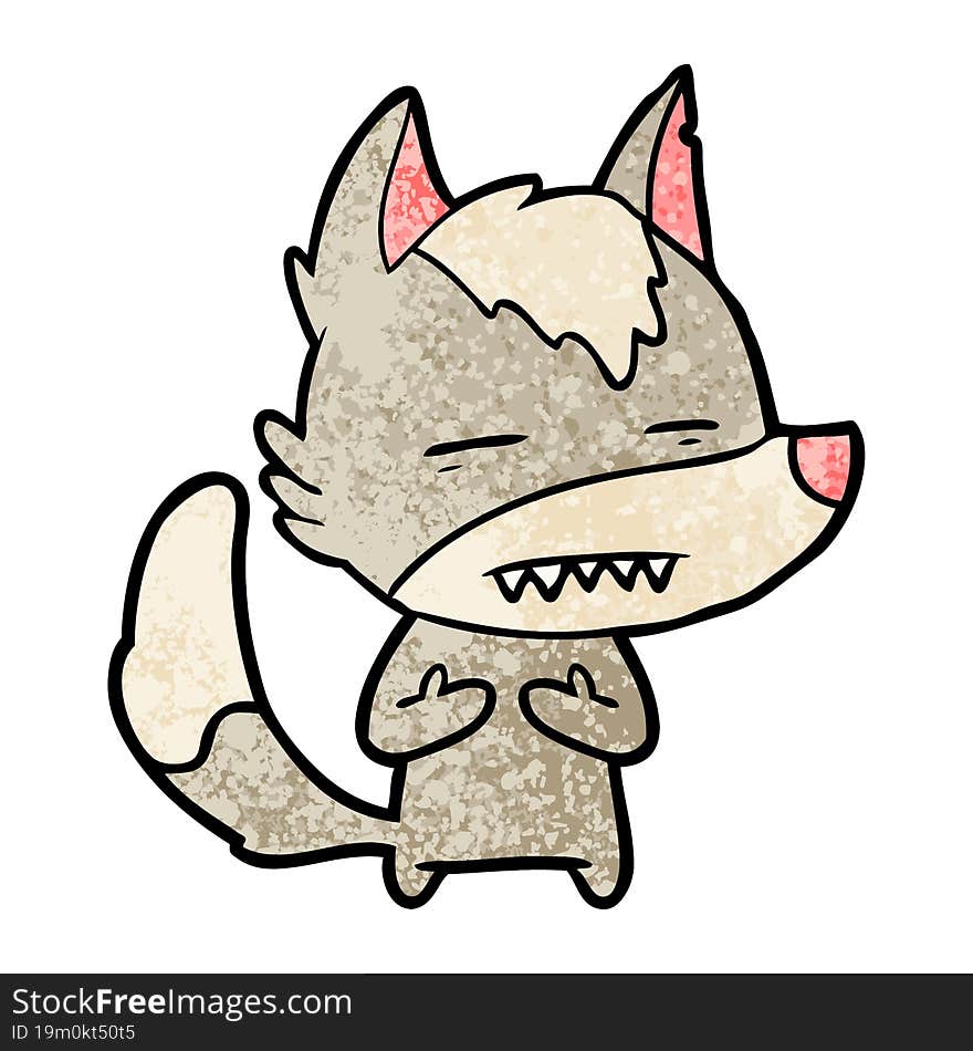 cartoon wolf showing teeth. cartoon wolf showing teeth