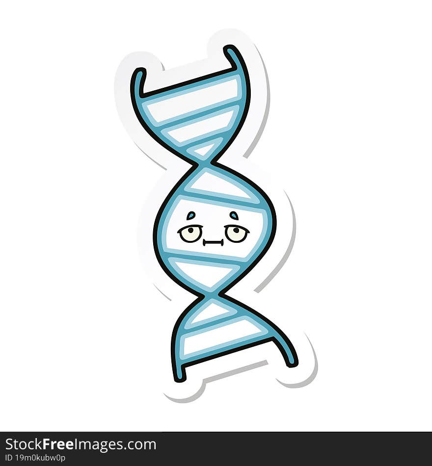 sticker of a cute cartoon DNA strand