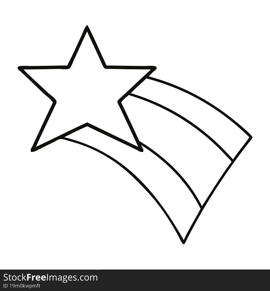 line drawing cartoon shooting rainbow star