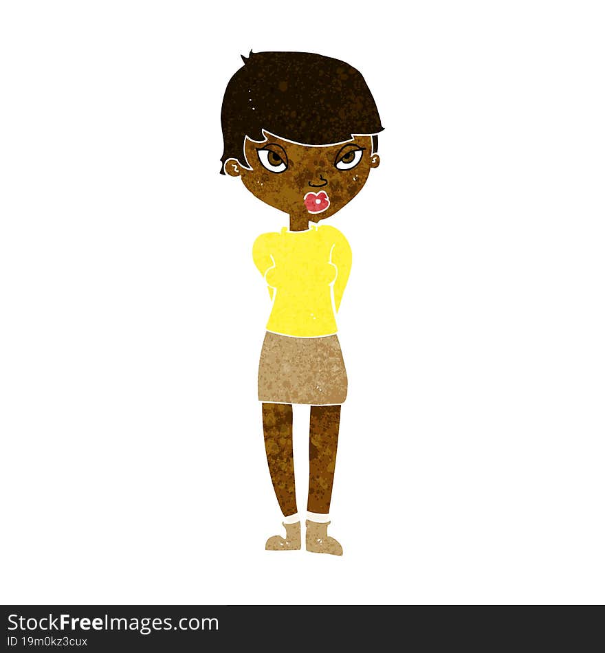 cartoon shy woman