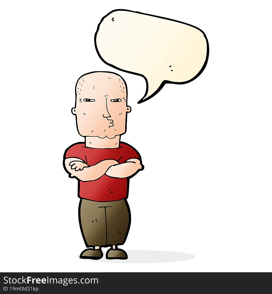 Cartoon Tough Guy With Speech Bubble