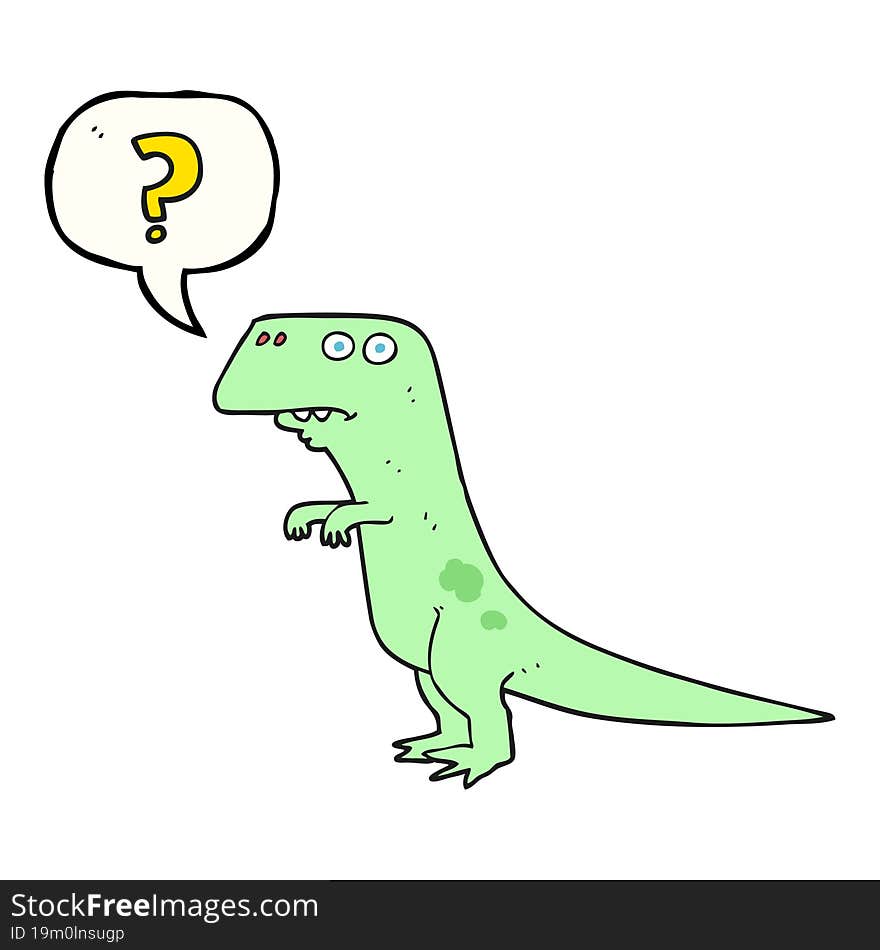 Speech Bubble Cartoon Confused Dinosaur