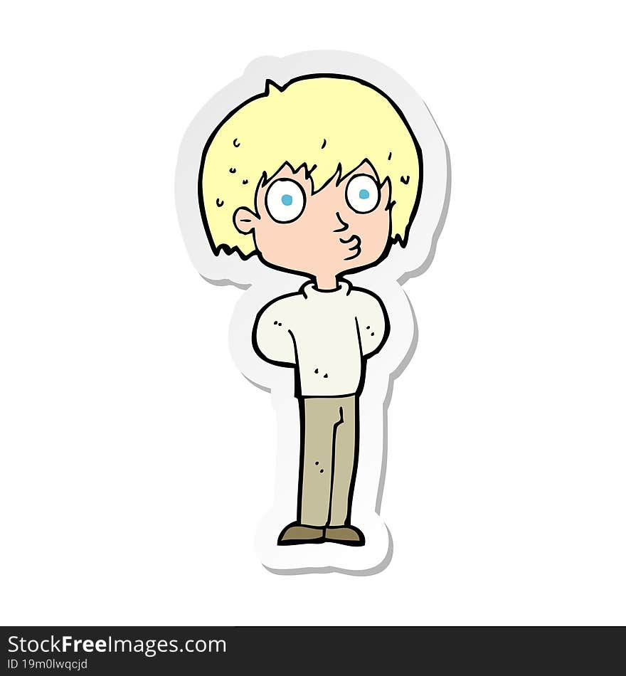 sticker of a cartoon impressed boy