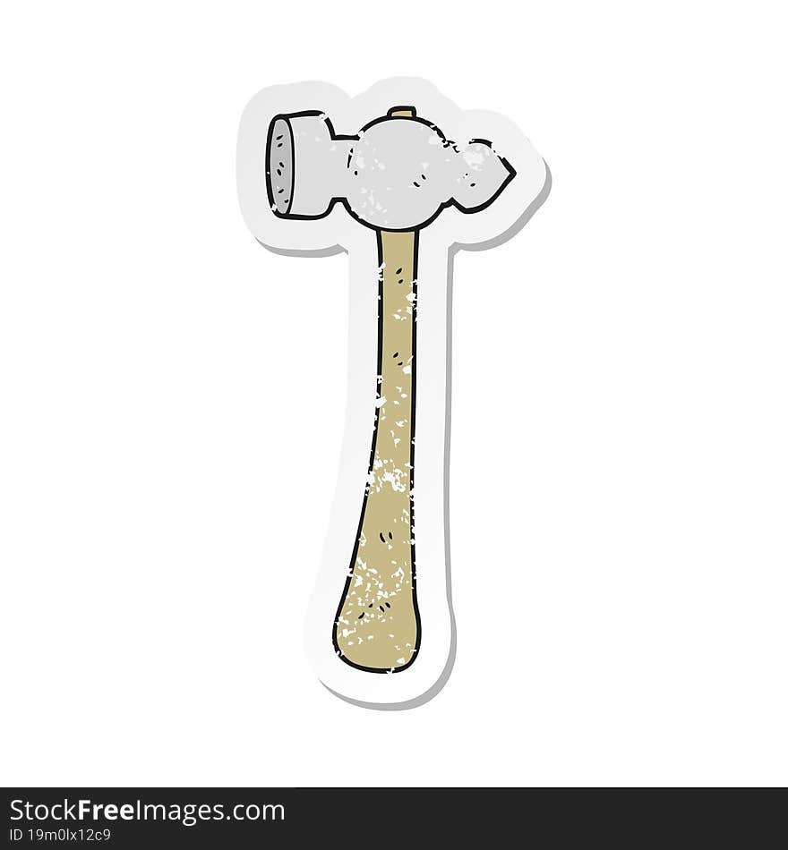 retro distressed sticker of a cartoon hammer