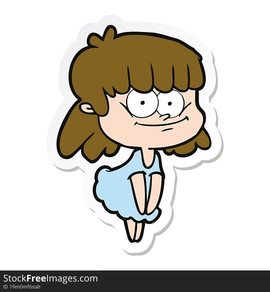 Sticker Of A Cartoon Smiling Woman