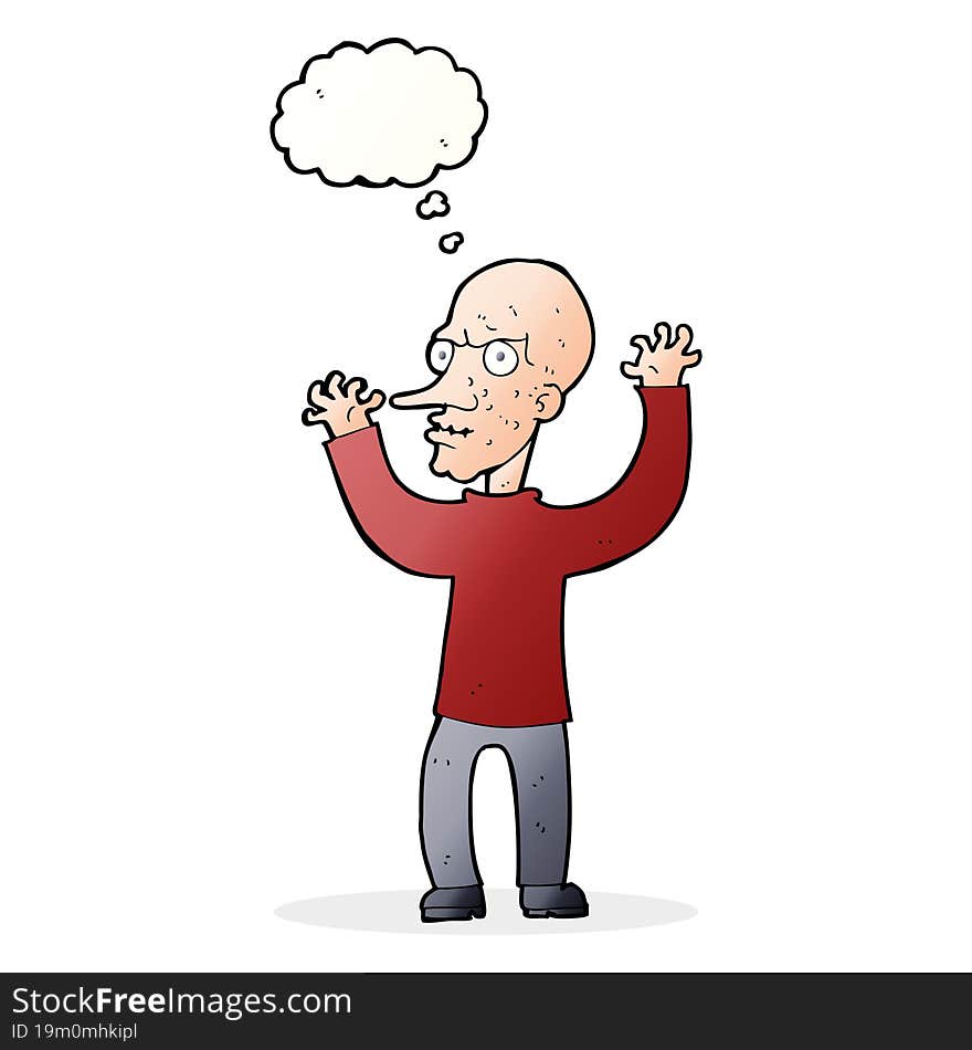 Cartoon Mean Man With Thought Bubble