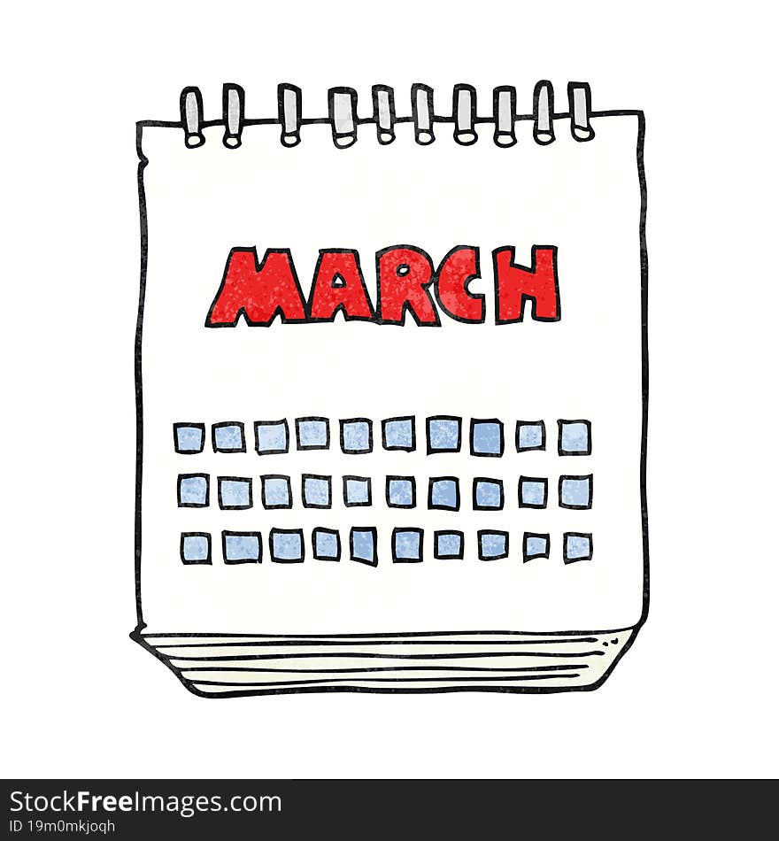 textured cartoon march calendar