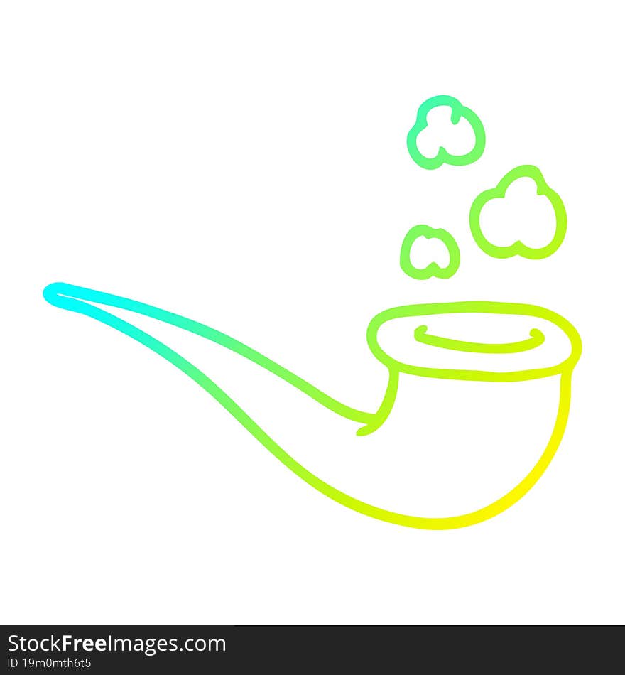 Cold Gradient Line Drawing Cartoon Smoking Pipe