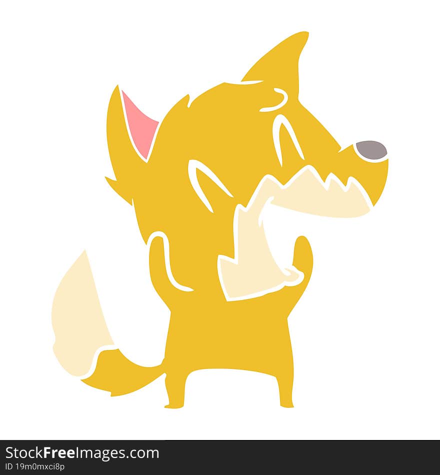 laughing fox flat color style cartoon