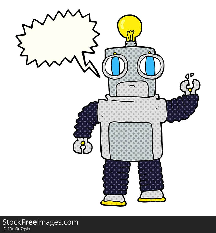 Comic Book Speech Bubble Cartoon Robot