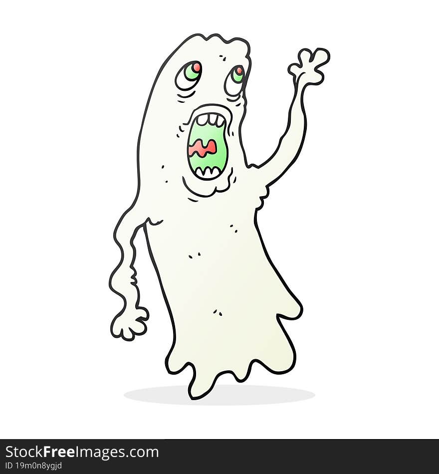 freehand drawn cartoon ghost