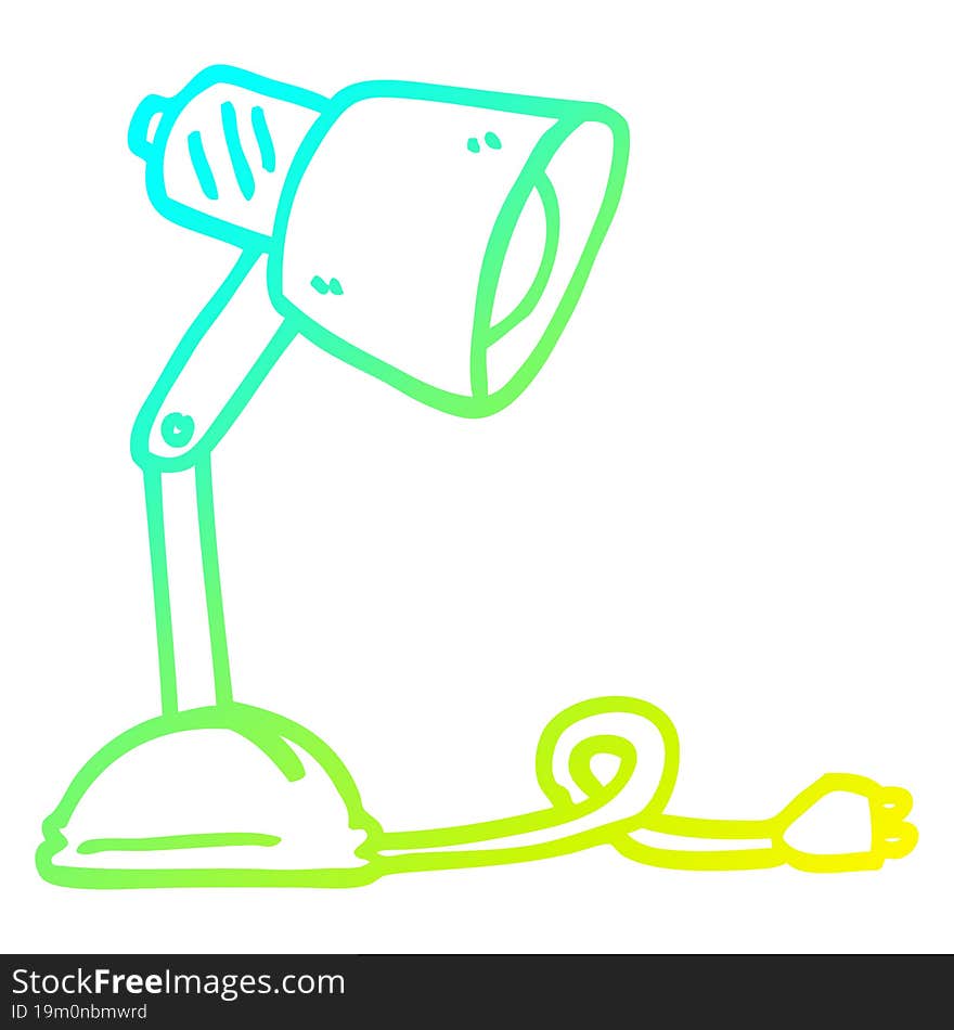 cold gradient line drawing of a cartoon desk lamp