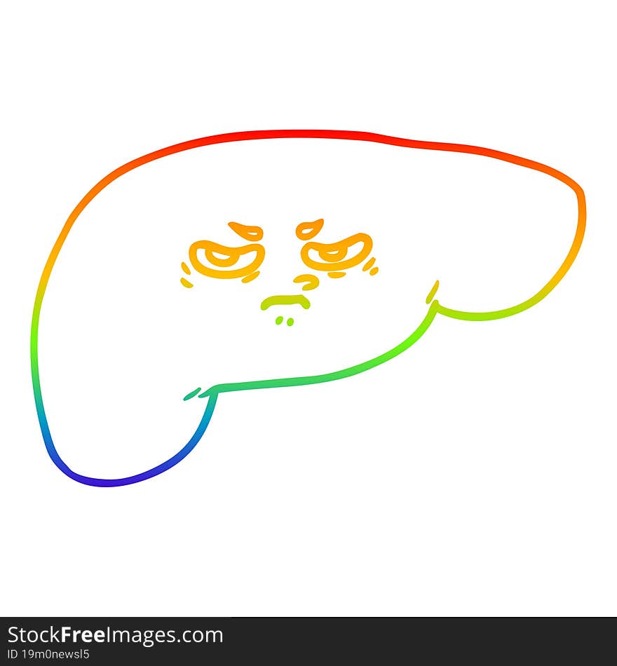 rainbow gradient line drawing cartoon liver