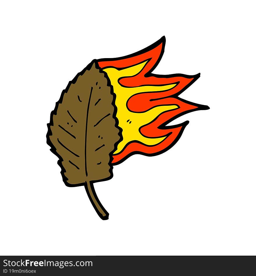 cartoon burning dry leaf symbol