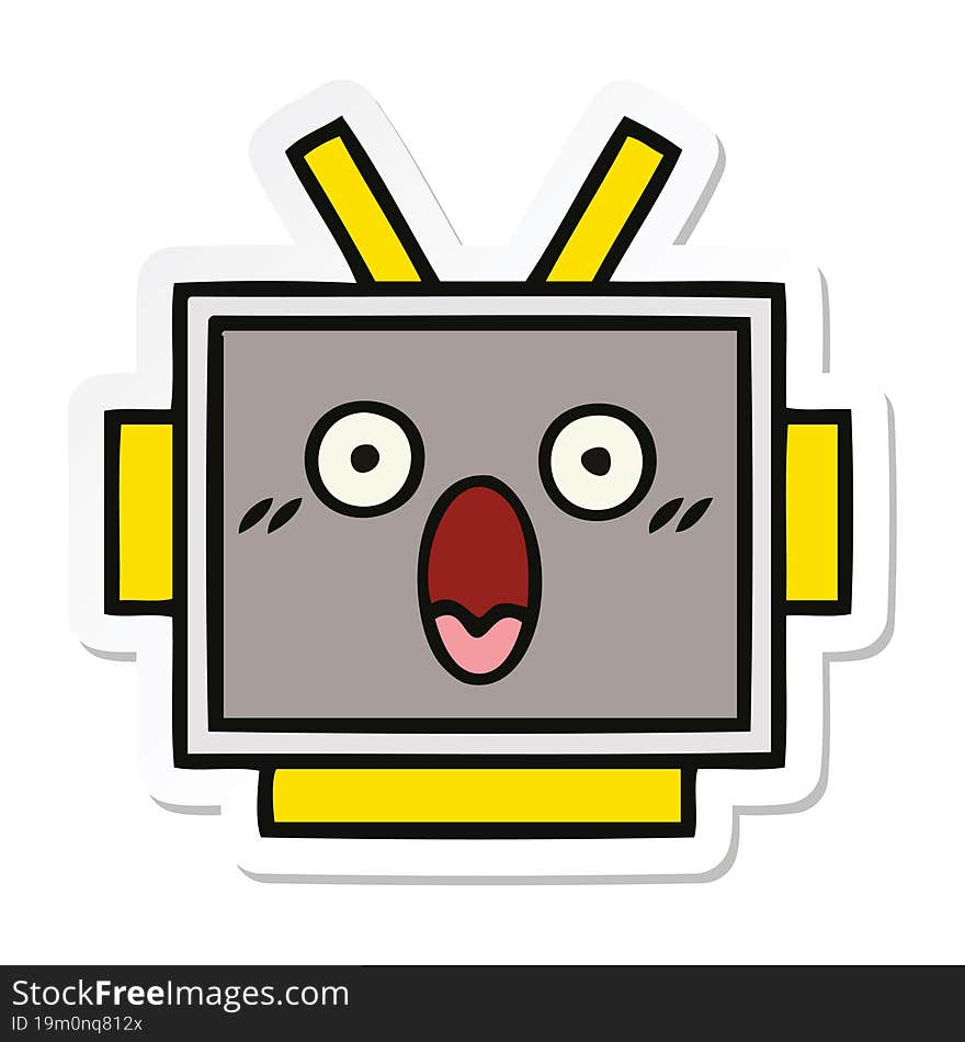 Sticker Of A Cute Cartoon Robot Head