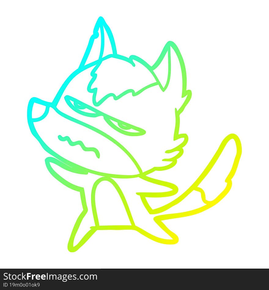 cold gradient line drawing cartoon annoyed wolf