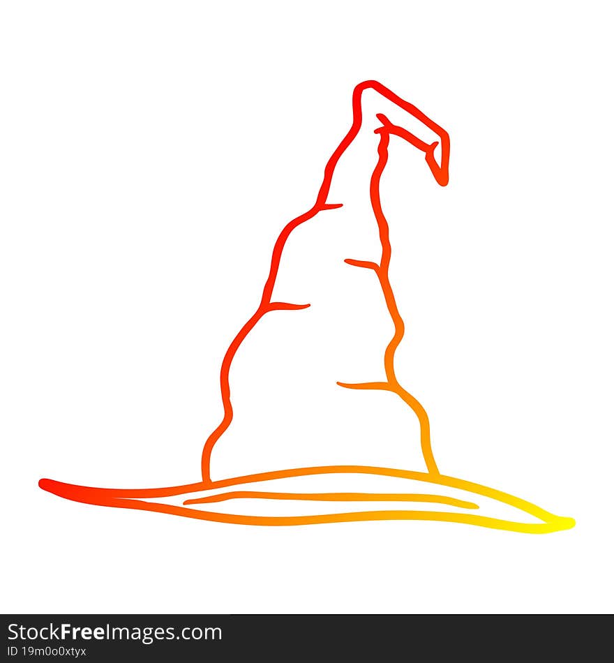 warm gradient line drawing cartoon witch hat