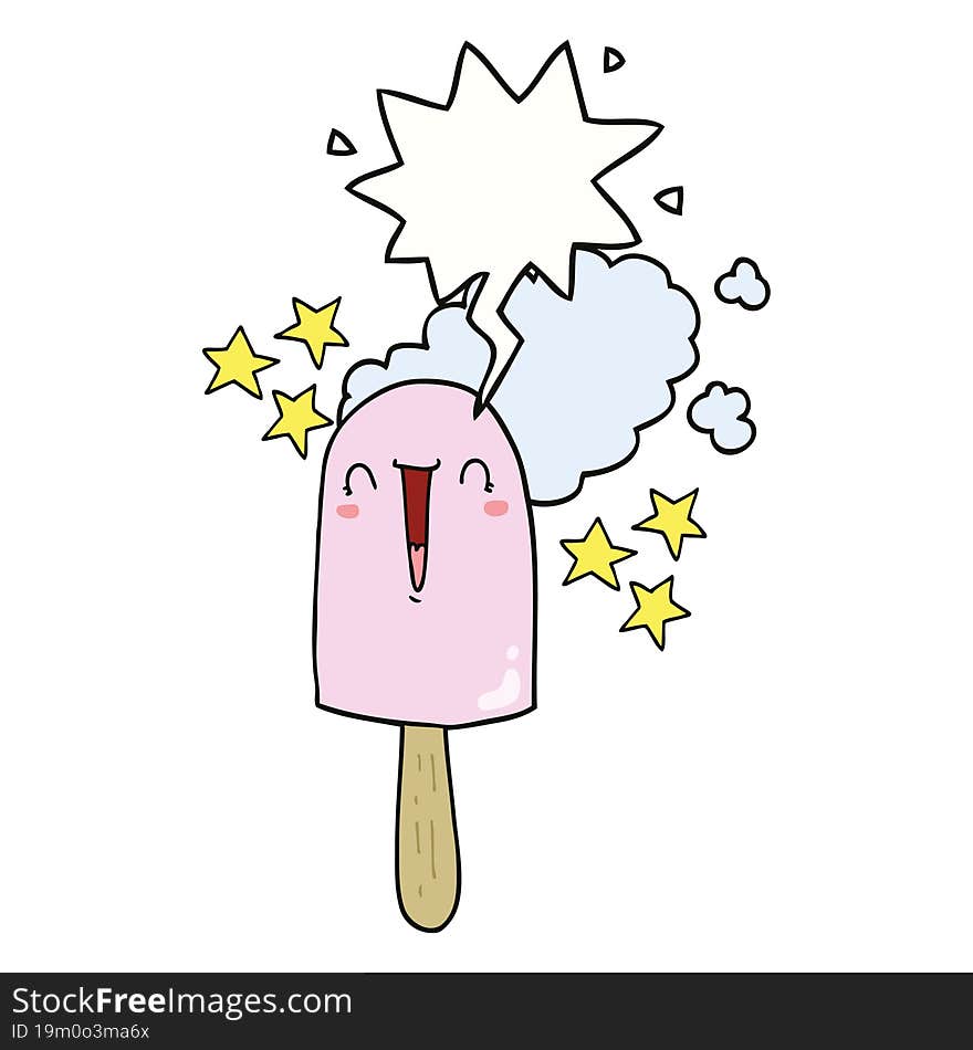 cute cartoon ice lolly with speech bubble. cute cartoon ice lolly with speech bubble