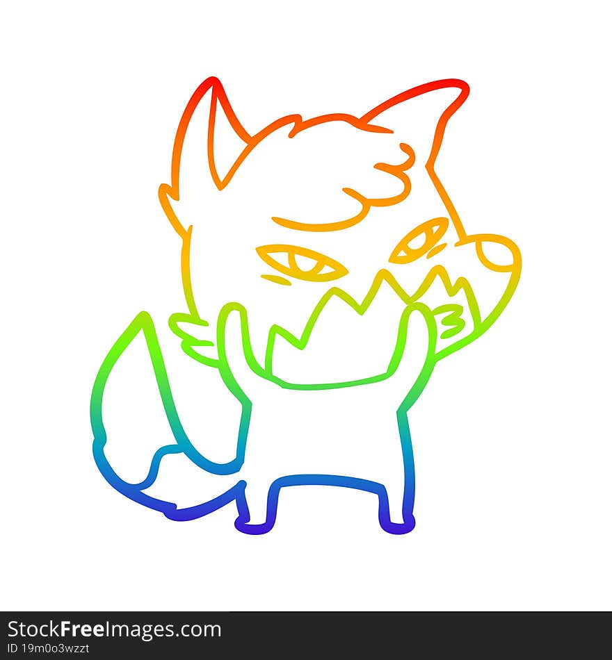 rainbow gradient line drawing clever cartoon fox