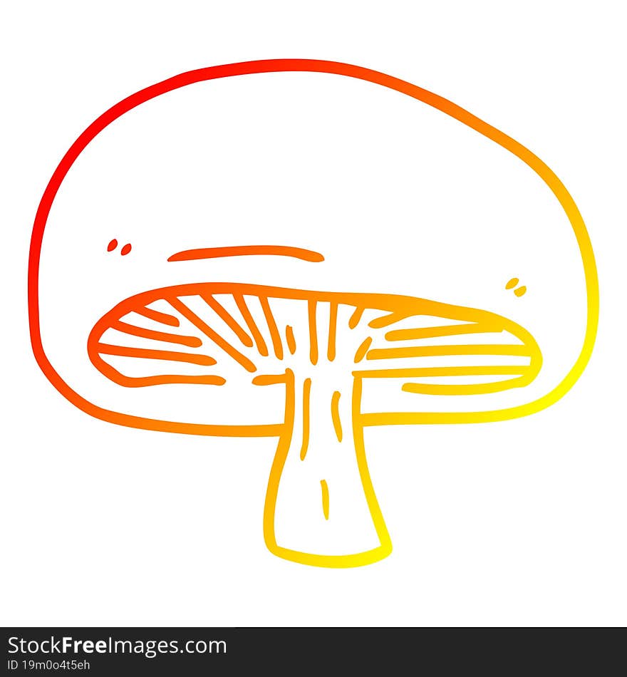 warm gradient line drawing cartoon mushroom