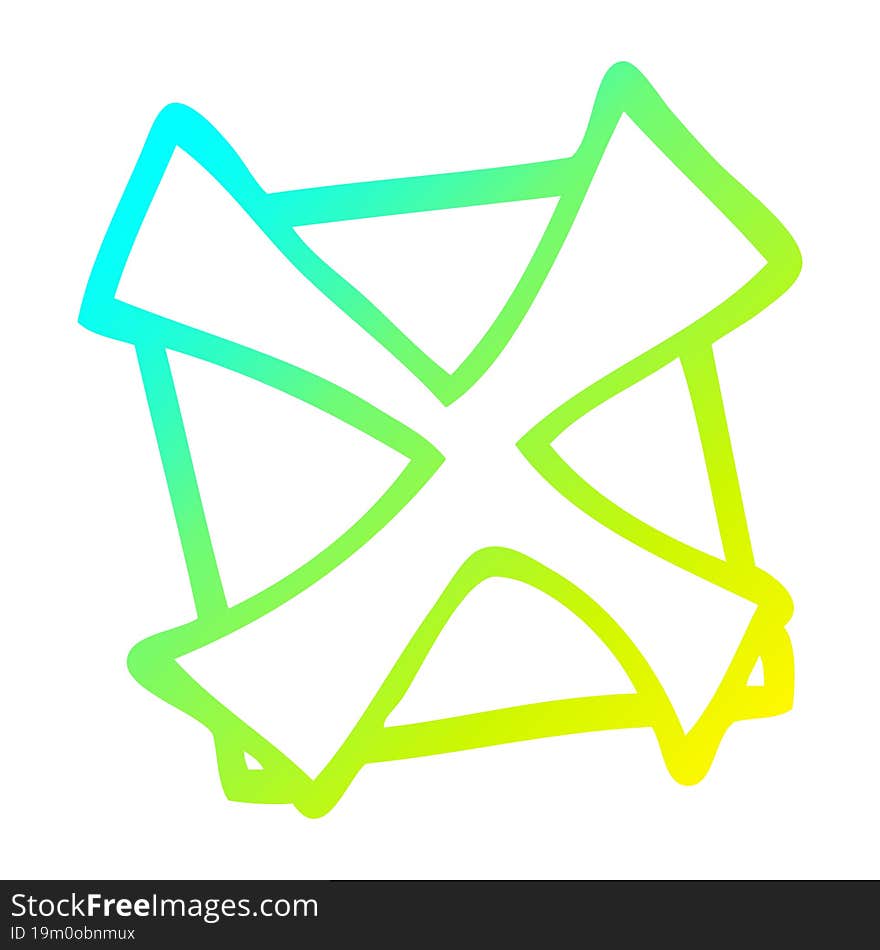 cold gradient line drawing cartoon cross mark