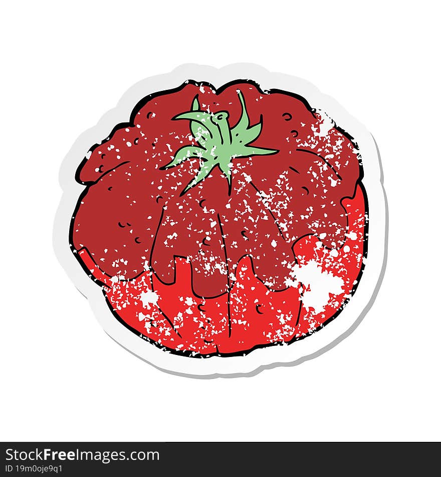 retro distressed sticker of a cartoon tomato