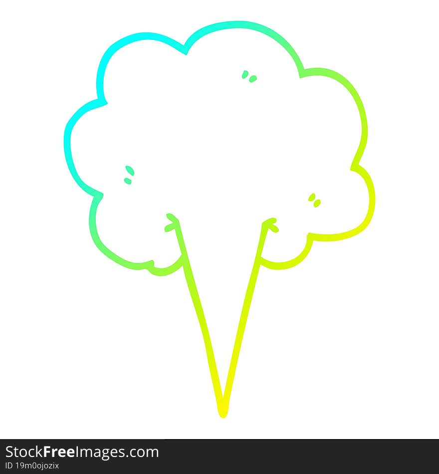 cold gradient line drawing cartoon whooshing cloud