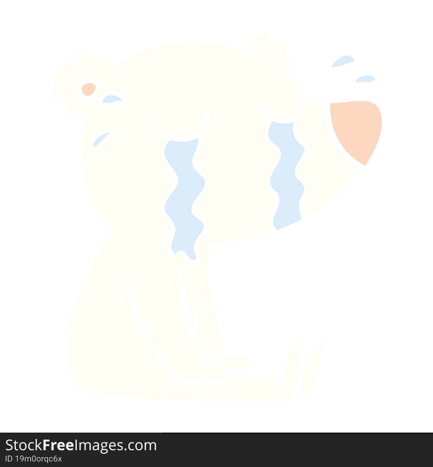 flat color style cartoon crying sitting polar bear