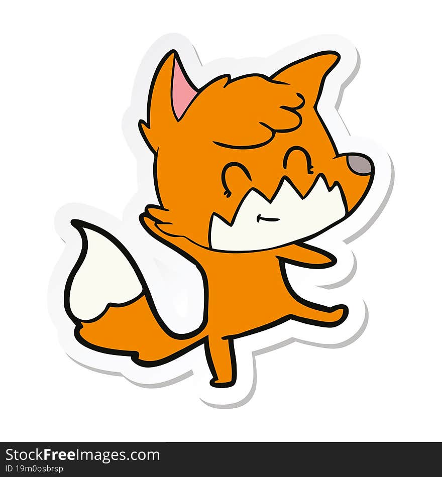 sticker of a cartoon friendly fox