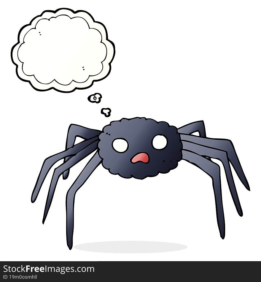 cartoon spider with thought bubble