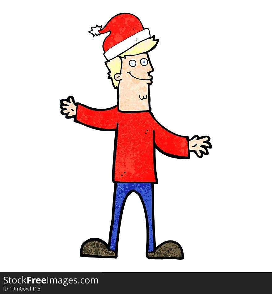 cartoon man ready for christmas