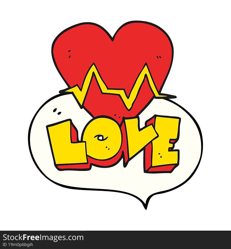 freehand drawn speech bubble cartoon heart rate pulse love symbol