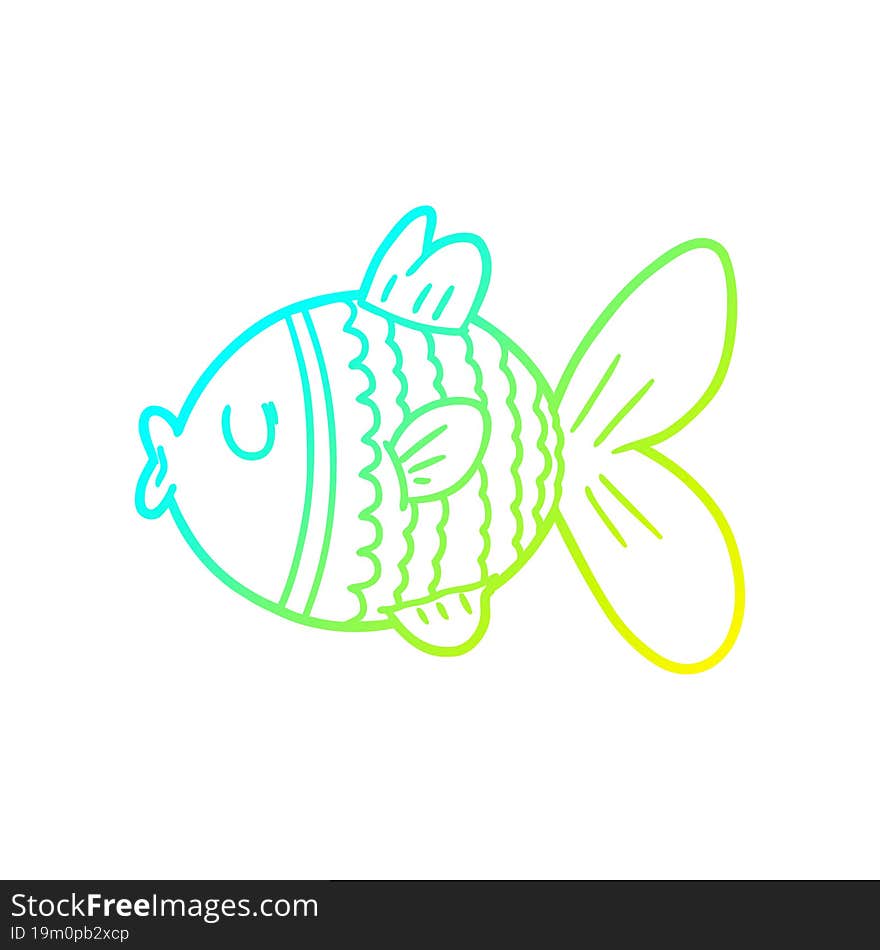 cold gradient line drawing of a cartoon fish