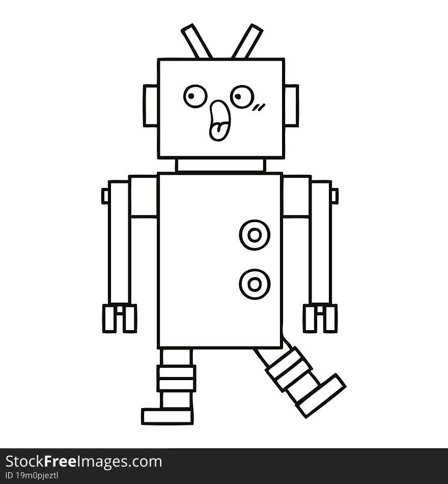 line drawing cartoon of a robot. line drawing cartoon of a robot