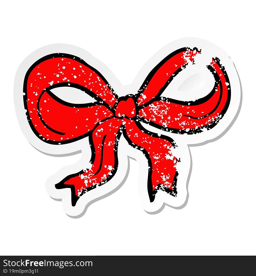 distressed sticker of a cartoon decorative bow