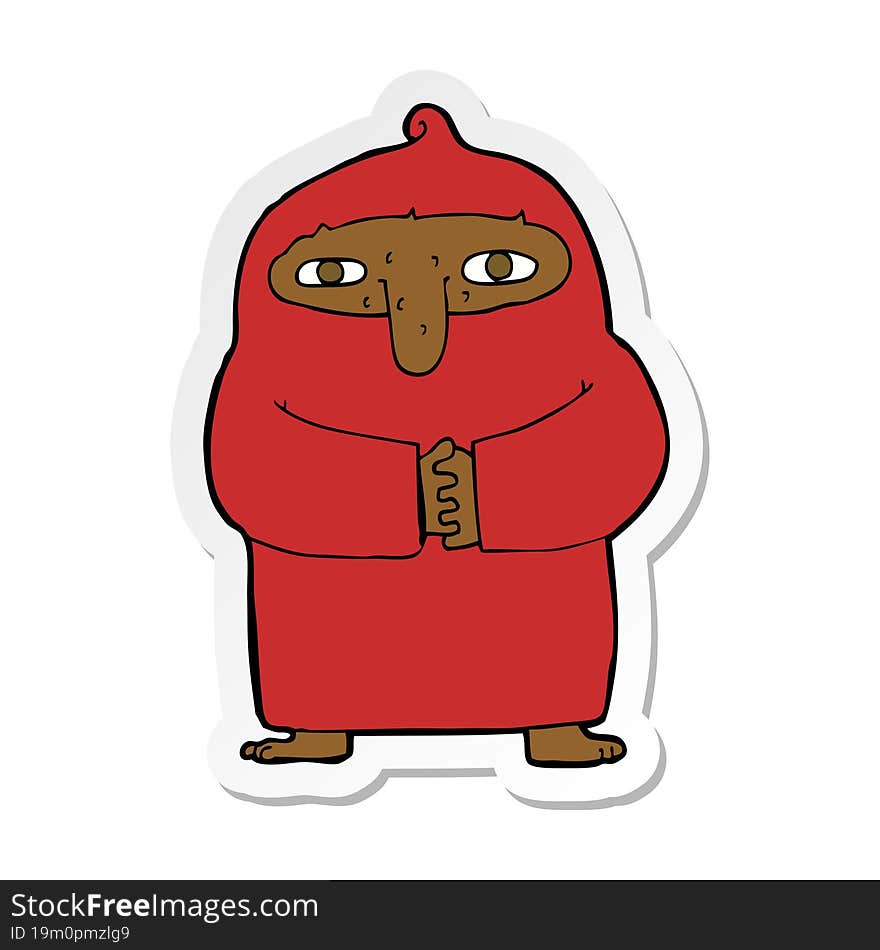 sticker of a cartoon monk in robe