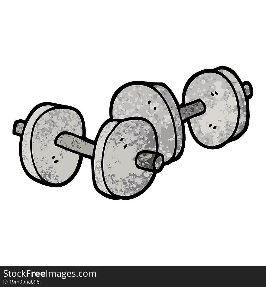 grunge textured illustration cartoon pair of dumbbells