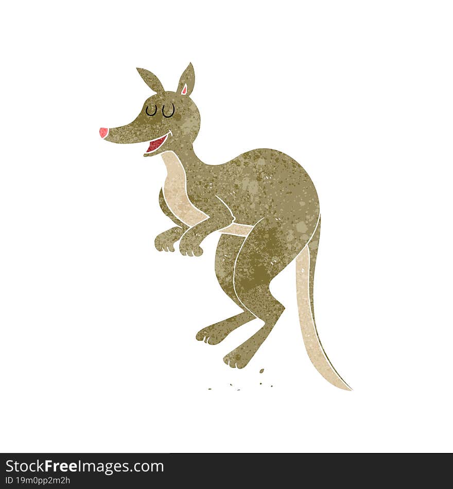 freehand retro cartoon kangaroo