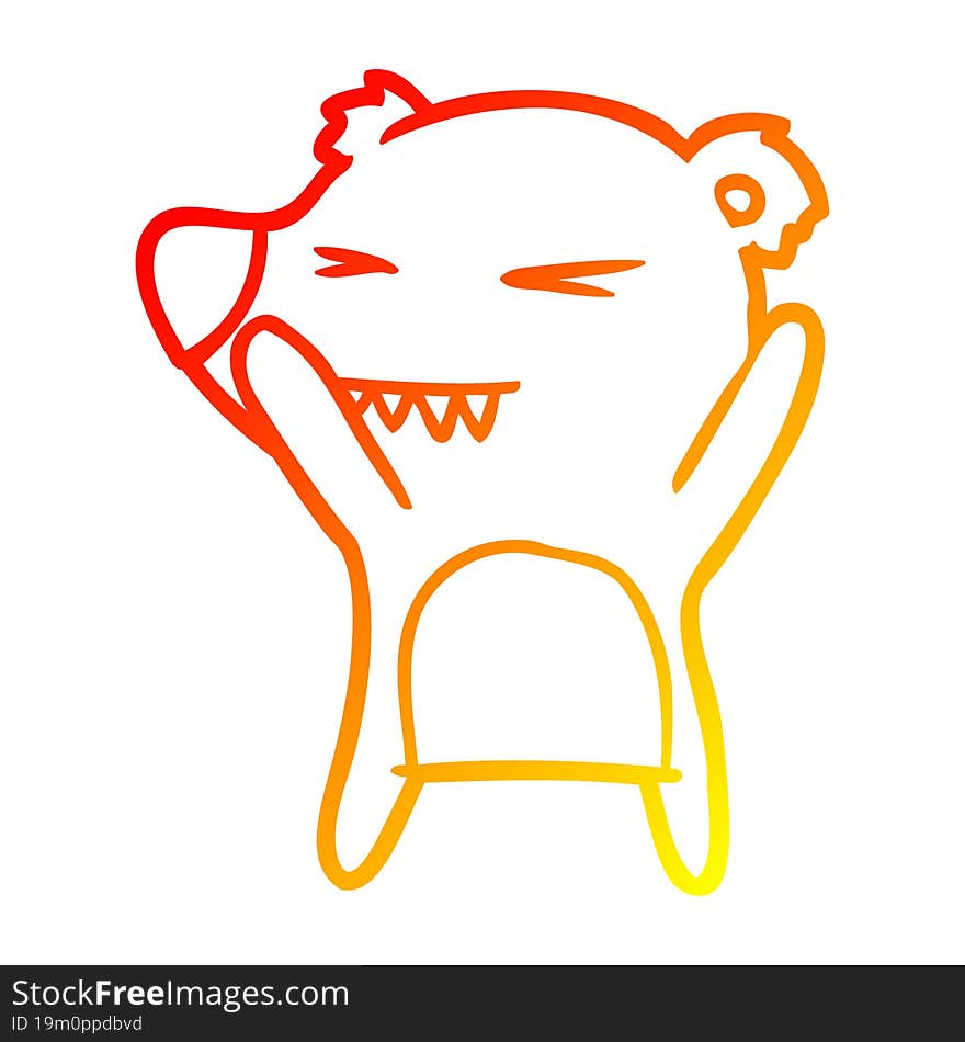 warm gradient line drawing angry bear cartoon