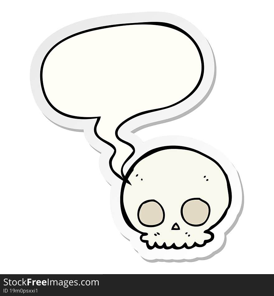 cartoon skull and speech bubble sticker