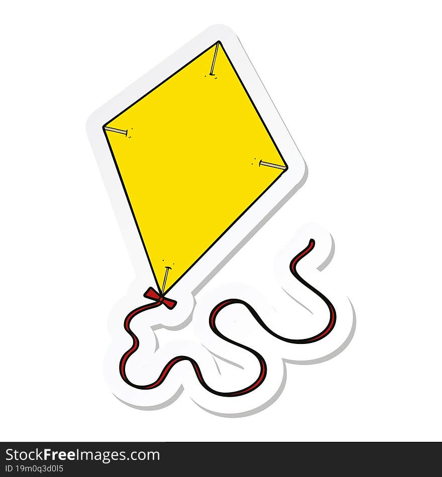 sticker of a cartoon flying kite