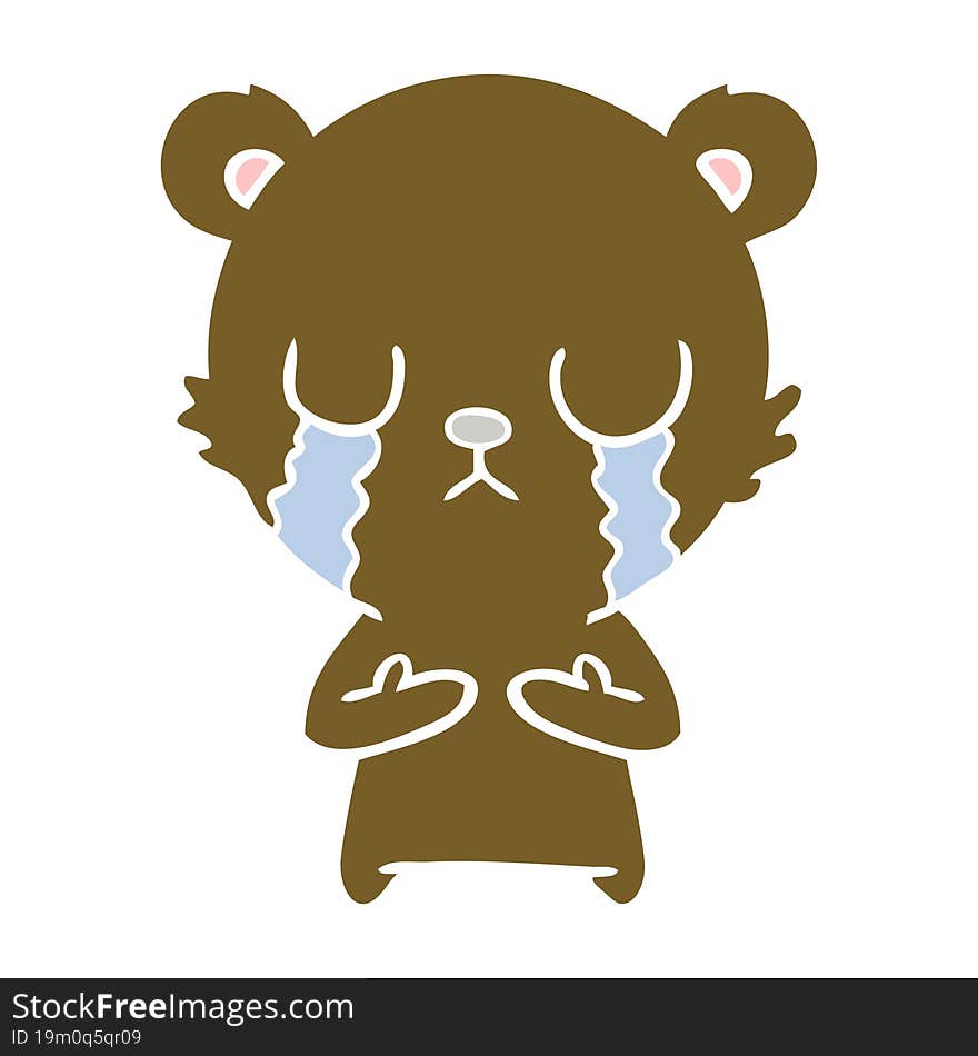 Crying Flat Color Style Cartoon Bear