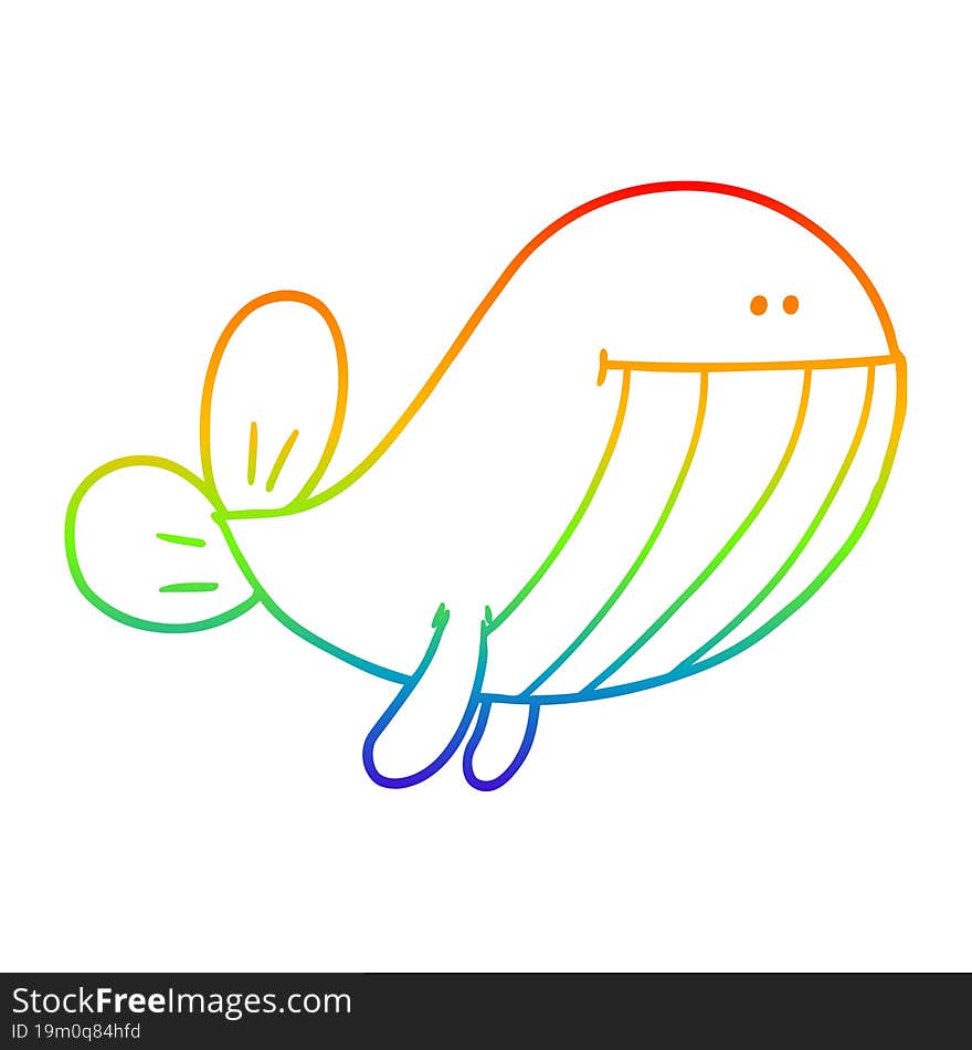 rainbow gradient line drawing cartoon whale